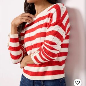 Evereve Red and White Striped Sweater